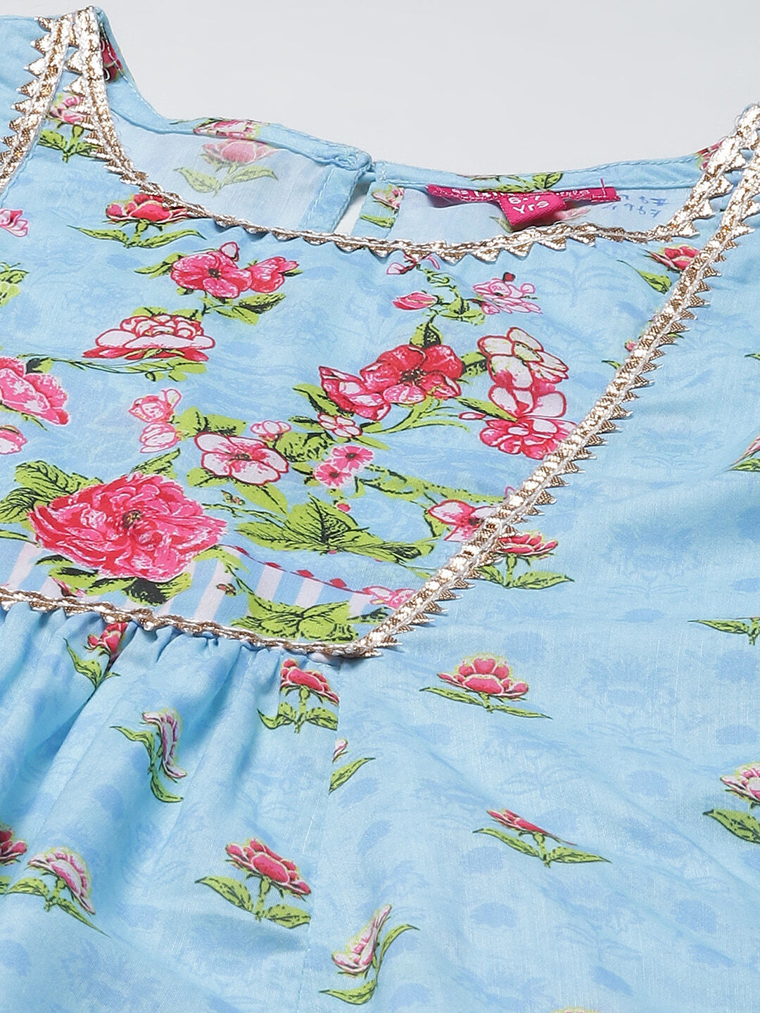 Sky Blue Art Silk Straight Printed Kurta Set image number 1