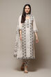 Off White Cotton Handloom Unstitched Suit Set image number 8