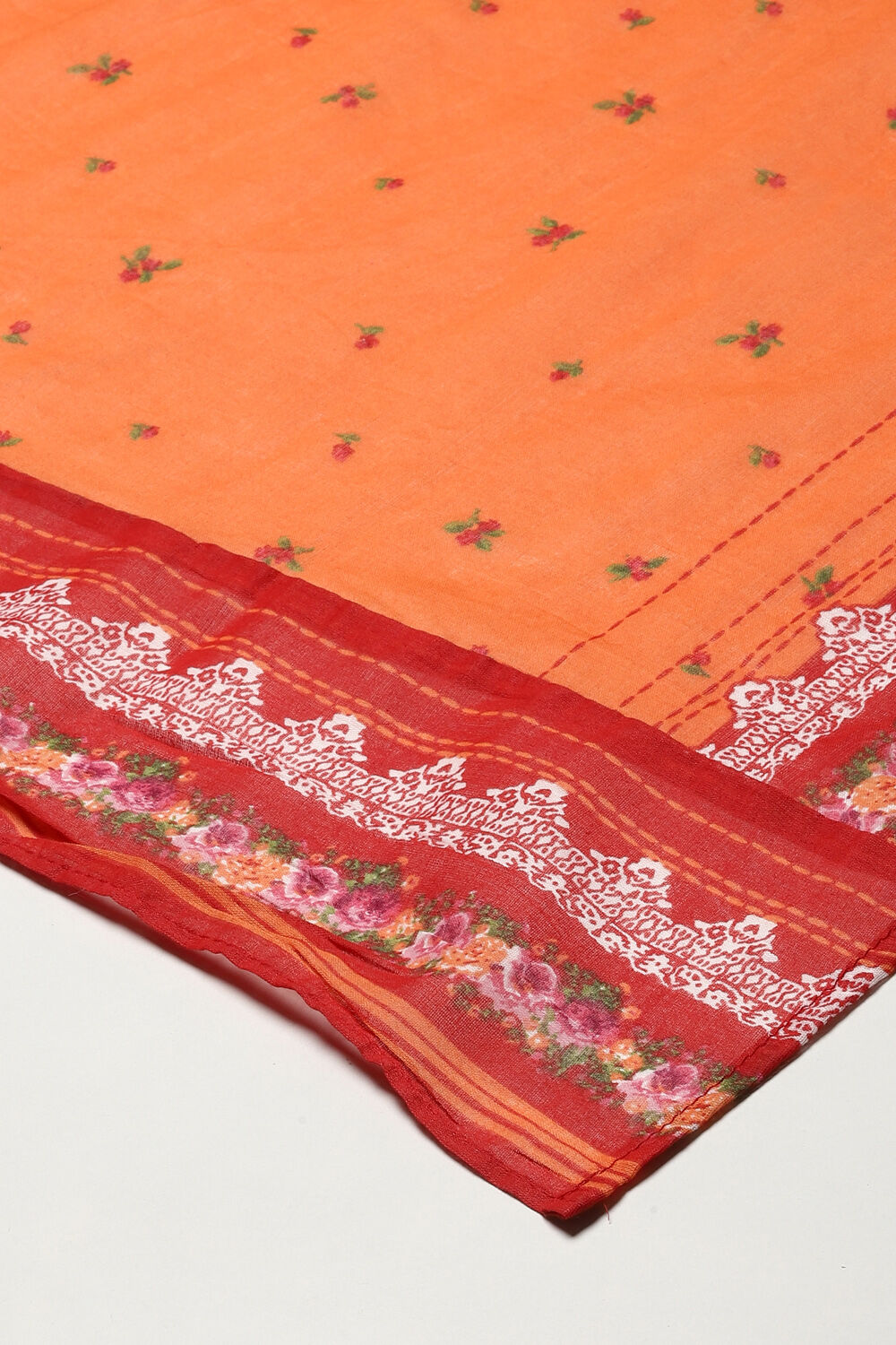 Red Cotton Kalidar Kurta Churidar Suit Set image number 3