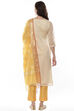 Beige Cotton Blend Machine Embroidered Unstitched Suit Set image number 4