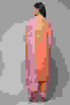 Light Coral Cotton Straight Kurta Pants Suit Set image number 2