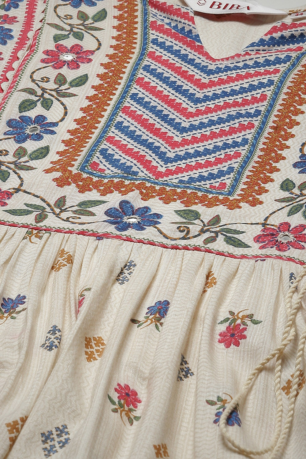 Ecru LIVA Tiered Printed Dress image number 5