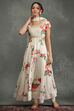 Black Silk Chanderi Floral Printed Anarkali Suit Set image number 6