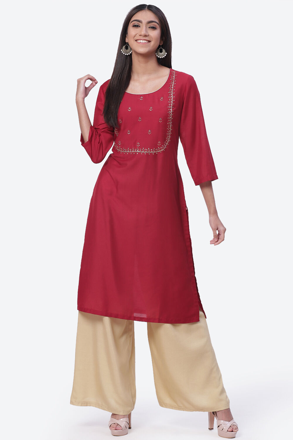 Red Art Silk Kurta image number 0