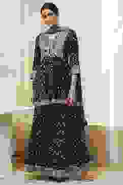 Teal Blue Georgette Embroidered Peplum Suit Set image number 7