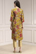 Yellow Floral Printed Straight Kurta image number 3