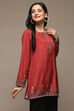 Red Cotton Blend Printed Kurti image number 3