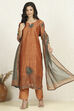 Rust Chanderi Unstitched Suit Set image number 1