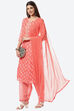 Peach Linen Unstitched Suit Set image number 7