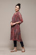 Peach & Blue Polyester Straight Printed Kurta image number 3