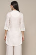 White Cotton Embroidered Straight Short Kurta image number 3