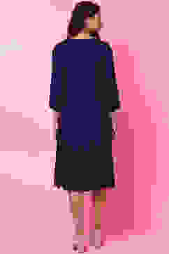 Indigo Rayon A-Line Solid Dress image number 5