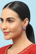 Red Stone Statement Earrings image number 3