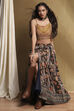 Mustard Yellow and Navy Blue Embroidered Lehenga Set image number 0