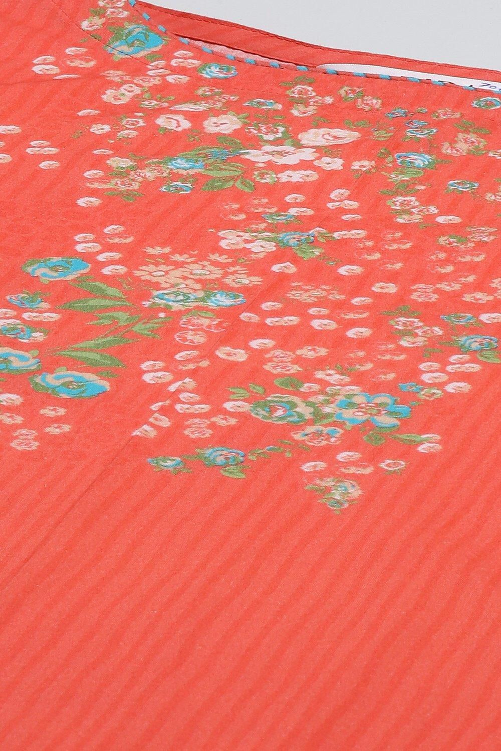 Coral Printed Cotton Straight Kurta Palazzo Suit Set image number 1