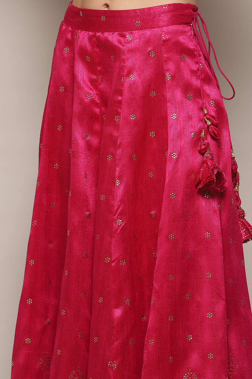 Fuchsia Metallic Design Flared Skirt image number 1