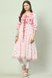 Blue Cotton Tiered Kurta image number 5