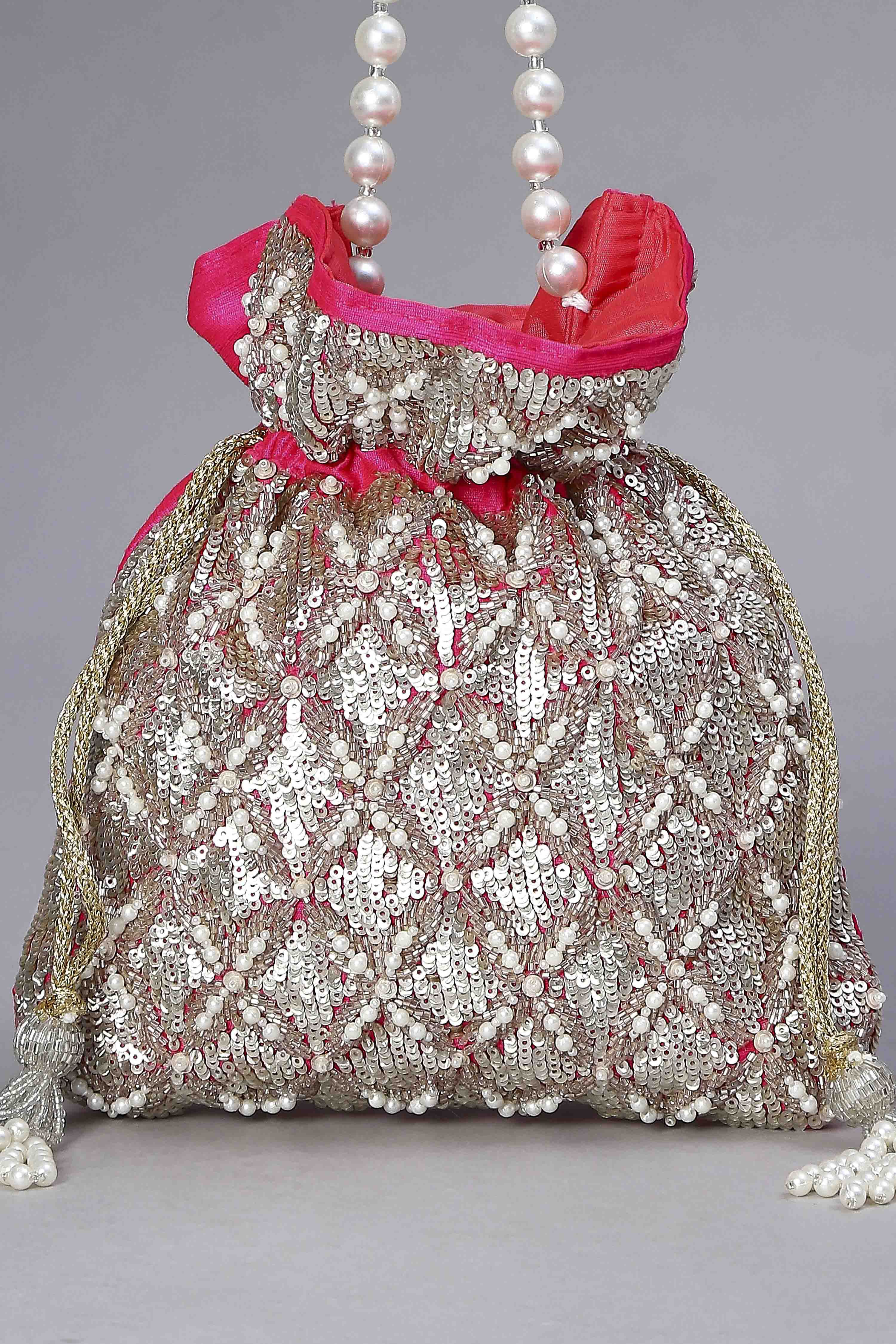 Fuchsia Fabric Potli Bag image number 6