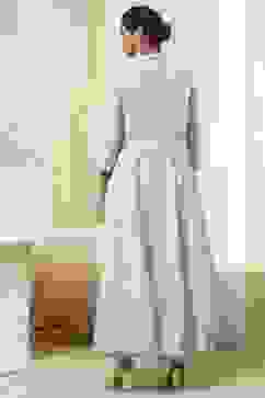 Powder Blue Cotton Embellished Anarkali Suit Set image number 4