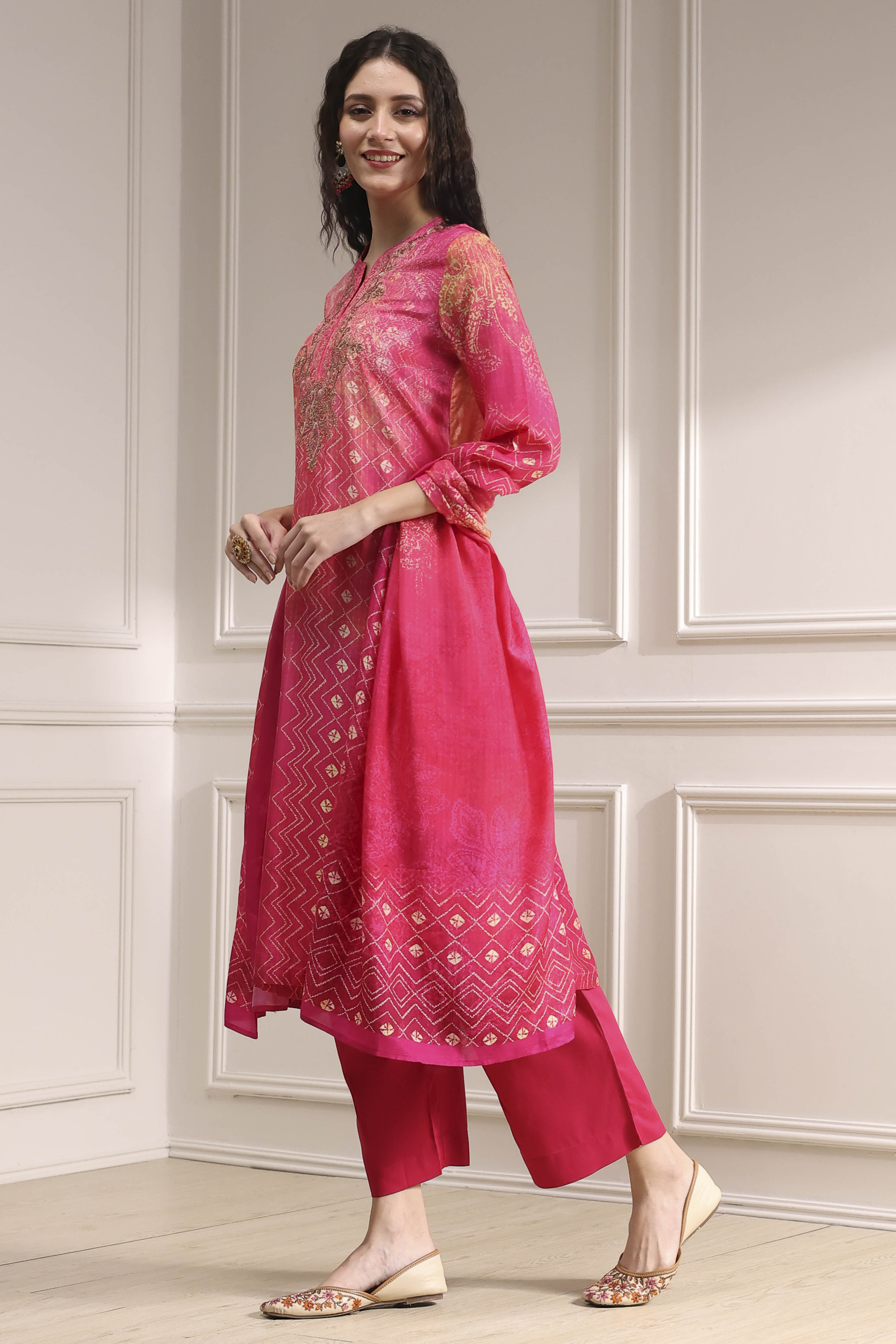 Turquoise Printed Straight Suit Set image number 3