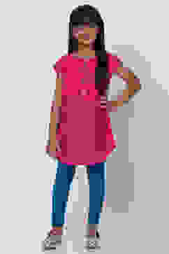 Pink Cotton Straight Kurta Capri Suit Set image number 0