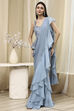 Ice Blue Peplum Pre-Draped Saree image number 6