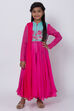 Pink Cotton Anarkali Kurta Churidar Suit Set image number 0