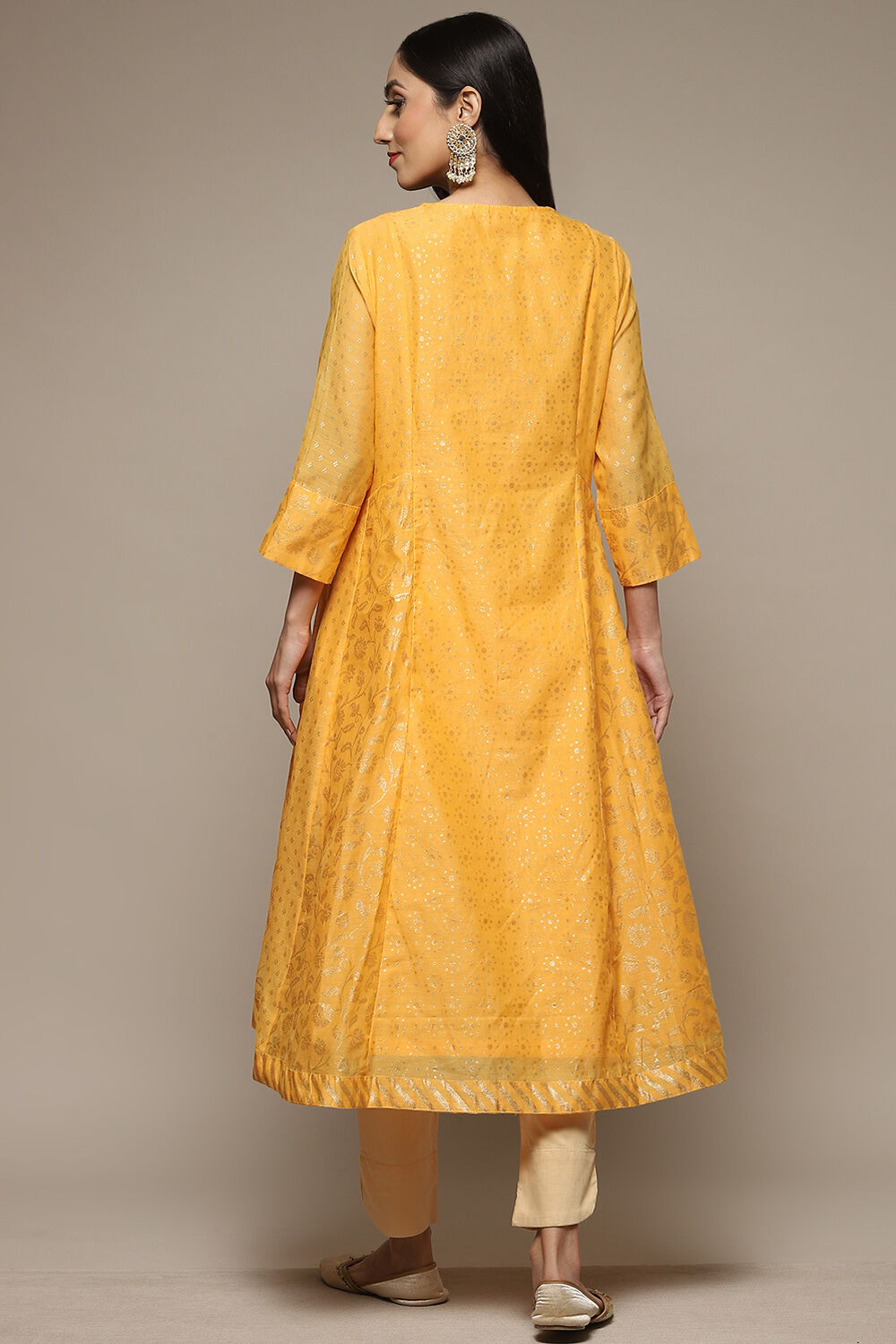 Mango Art Silk Flared Printed Kurta image number 2