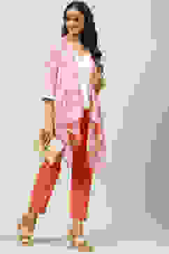Pink Asymmetric Printed Jacket image number 6