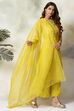 Lime Green Art Silk Straight Kurta Flared Palazzo Suit Set image number 0
