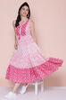 Onion Pink Cotton Tiered Dress