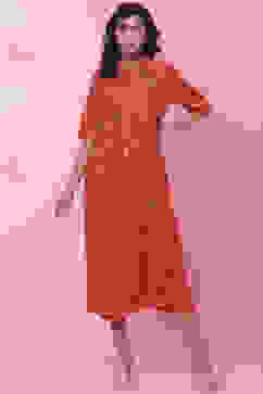 Rust Rayon Fusion Dress image number 0