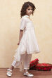 White Yarn Dyed Angrakha Anarkali Suit Set image number 5