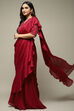 Dusty Pink Pre-Draped Nylon Saree With A Stitched Blouse image number 6