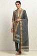 Grey Cotton Handloom Unstitched Suit Set image number 1