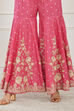 Pink Cotton Floral Embroidered Garara Kurta Set image number 3