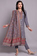 Grey Woollen Spun A-Line Kurta Narrow Pants Suit Set image number 6
