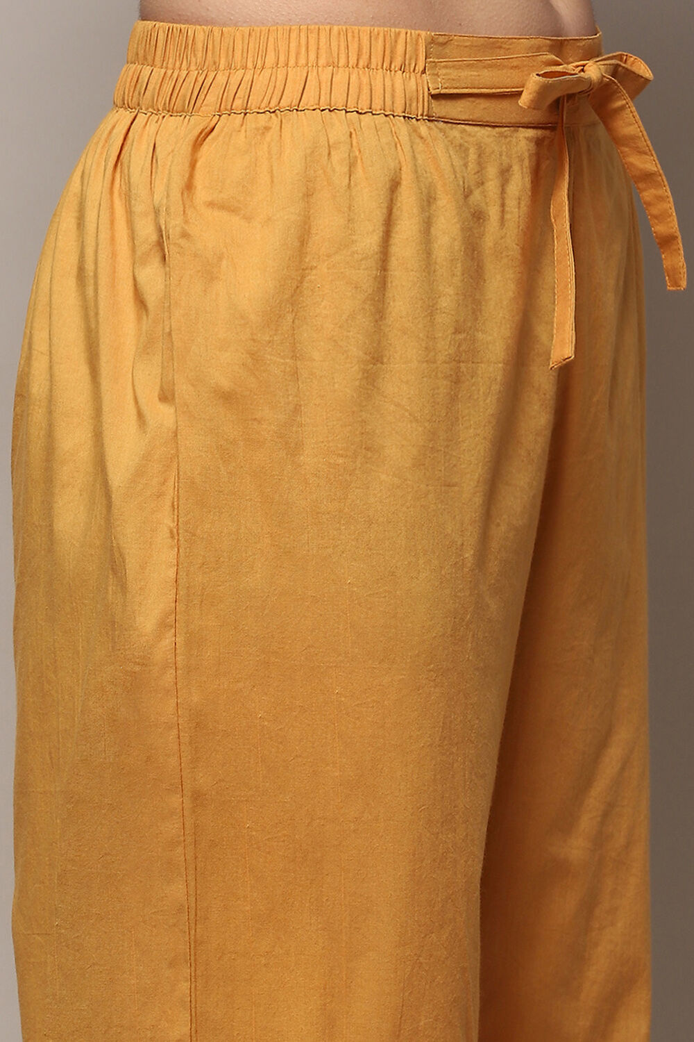 Yellow Cotton Blend Unstitched Suit set image number 3