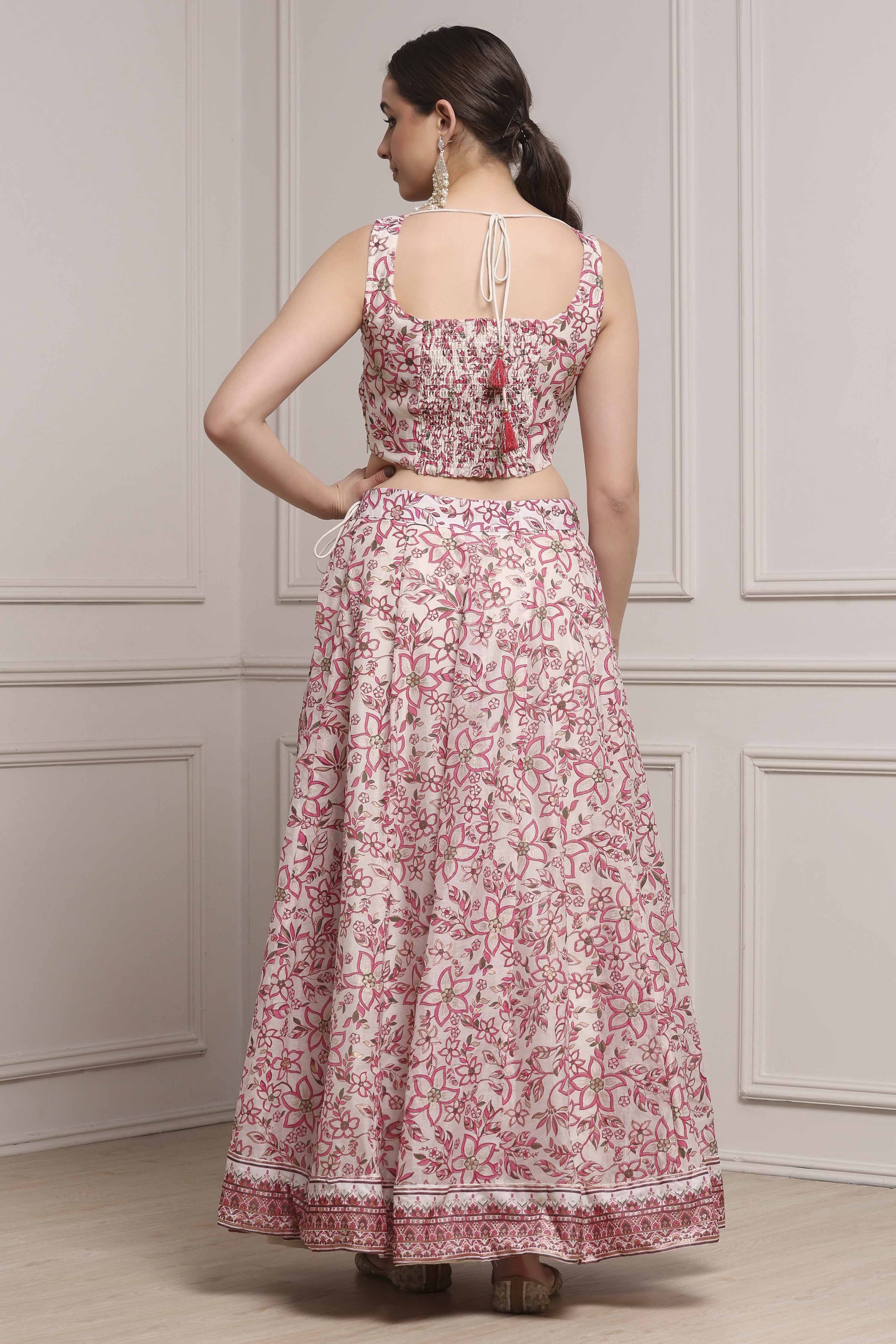 Ivory Polyester Printed Regular Lehenga Set image number 4