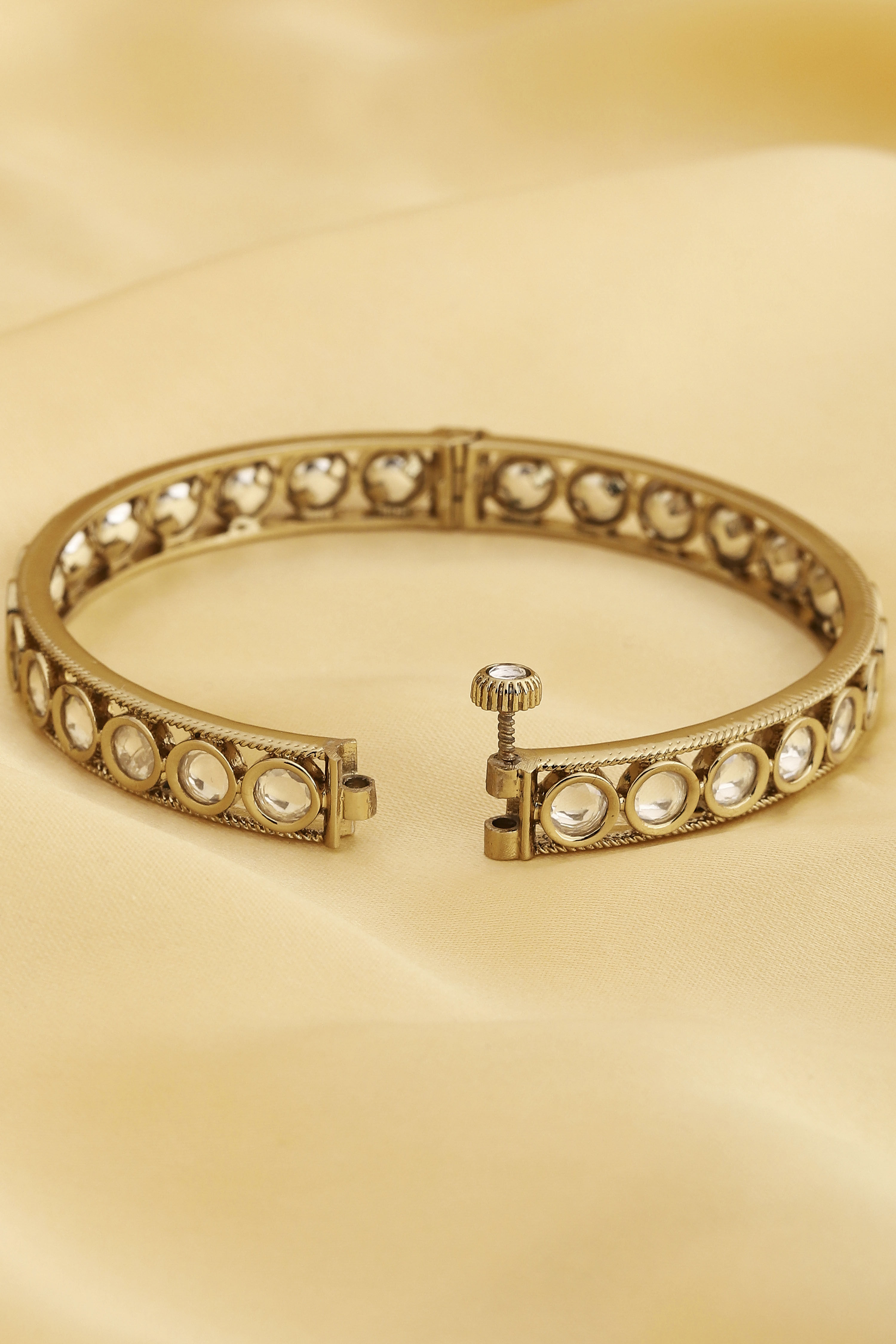 White Gold Plated Brass Studded Bangles image number 2