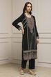 Dark Green Velvet Straight Winter Kurta Set image number 5