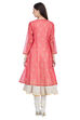Coral Pink Front Open Cotton Kurta Churidar Suit Set image number 5