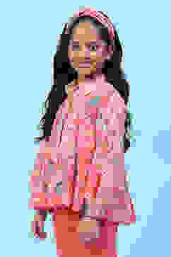 Coral Cotton Flared Printed Top image number 6