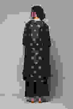 Navy Art Silk Straight Kurta Palazzo Suit Set image number 4