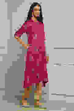 Fuchsia Rayon Asymmetric Kurta image number 4