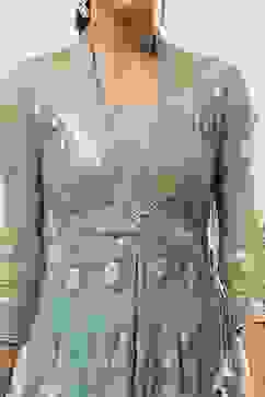 Turquoise Floral Butterfly Net Festive Anarkali Lehenga Set image number 2