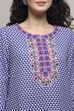 Blue Art Silk Printed Straight Short Kurta image number 1
