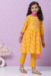 Yellow Cotton Anarkali Kurta Narrow Pants Suit Set image number 6