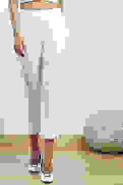 White Cotton Blend Narrow Pants image number 4