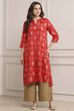 Red Rayon A-Line Printed Kurta image number 0